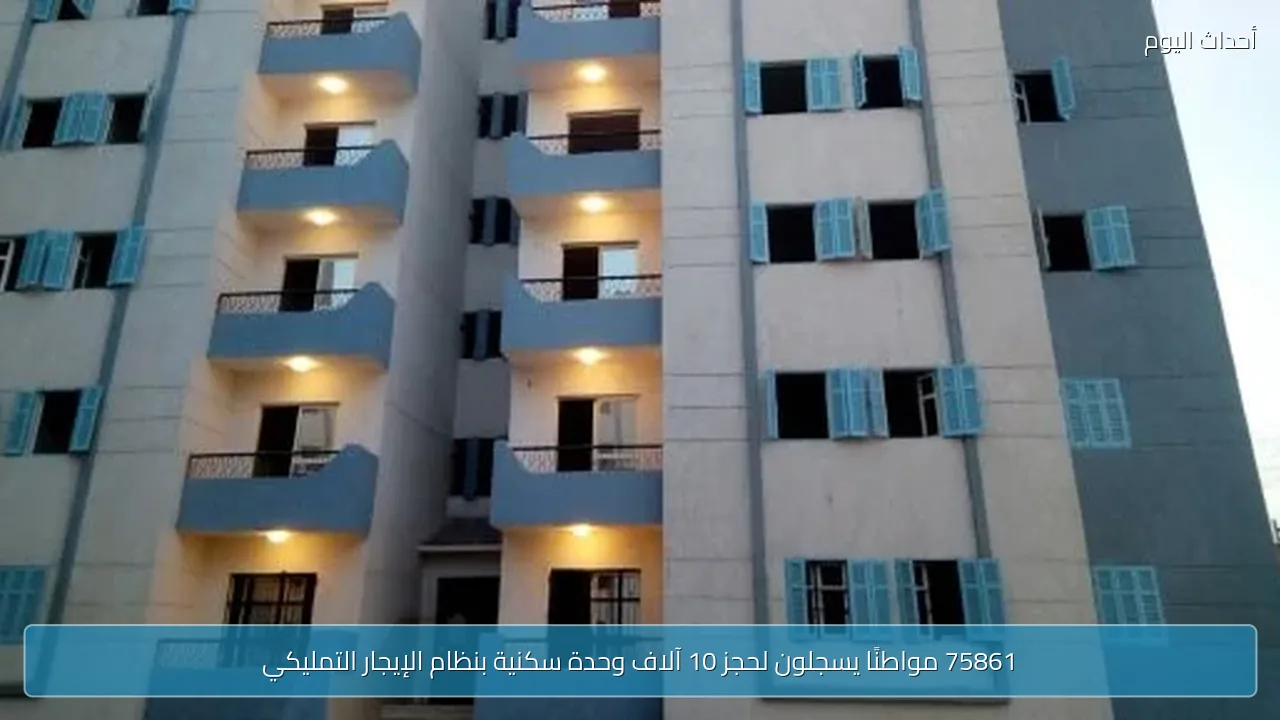 75861 مواطنًا يسجلون لحجز 10 آلاف وحدة سكنية بنظام الإيجار التمليكي