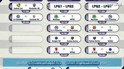 مصر تستضيف بطولة العالم للأندية لكرة اليد بمشاركة قياسية
