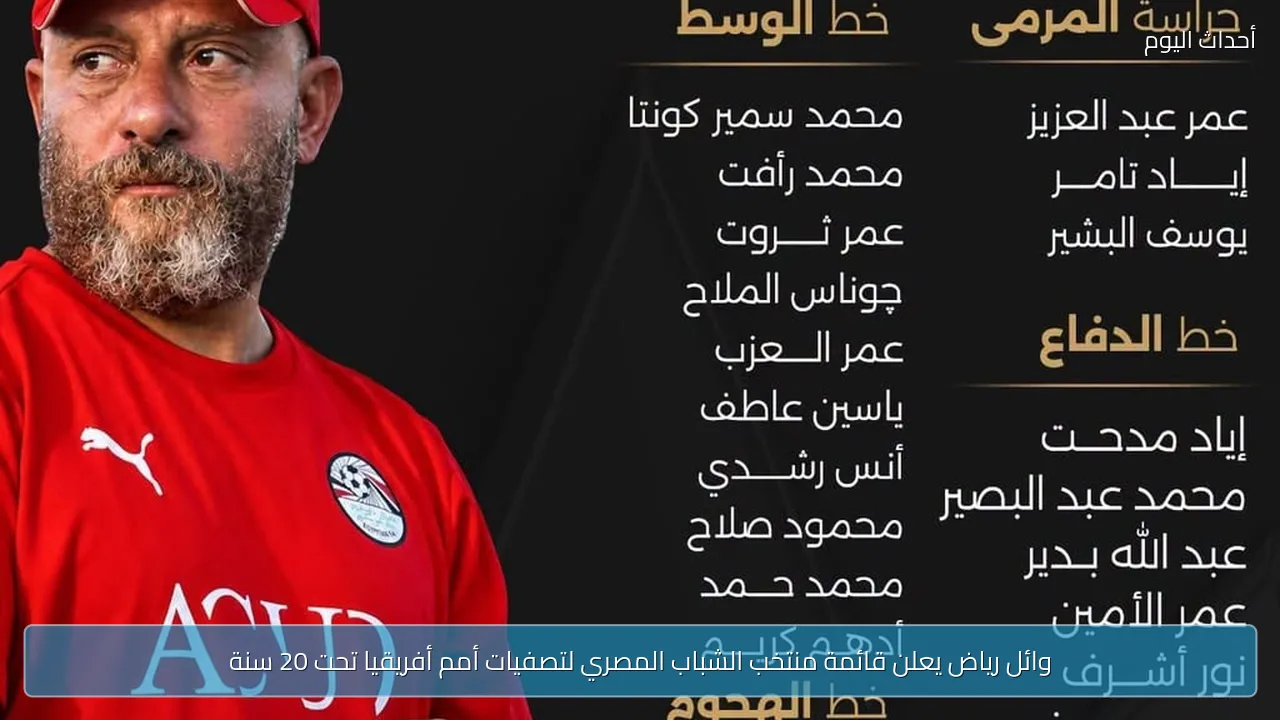 وائل رياض يعلن قائمة منتخب الشباب المصري لتصفيات أمم أفريقيا تحت 20 سنة