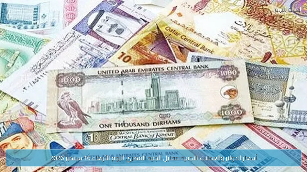 أسعار الدولار والعملات الأجنبية مقابل الجنيه المصري اليوم الأربعاء 16 سبتمبر 2026