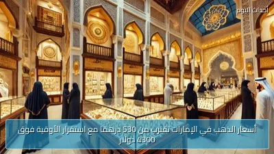 أسعار الذهب في الإمارات تقترب من 530 درهمًا مع استقرار الأوقية فوق 4300 دولار