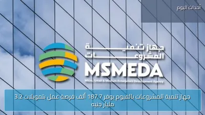جهاز تنمية المشروعات بالفيوم يوفر 187.7 ألف فرصة عمل بتمويلات 3.2 مليار جنيه