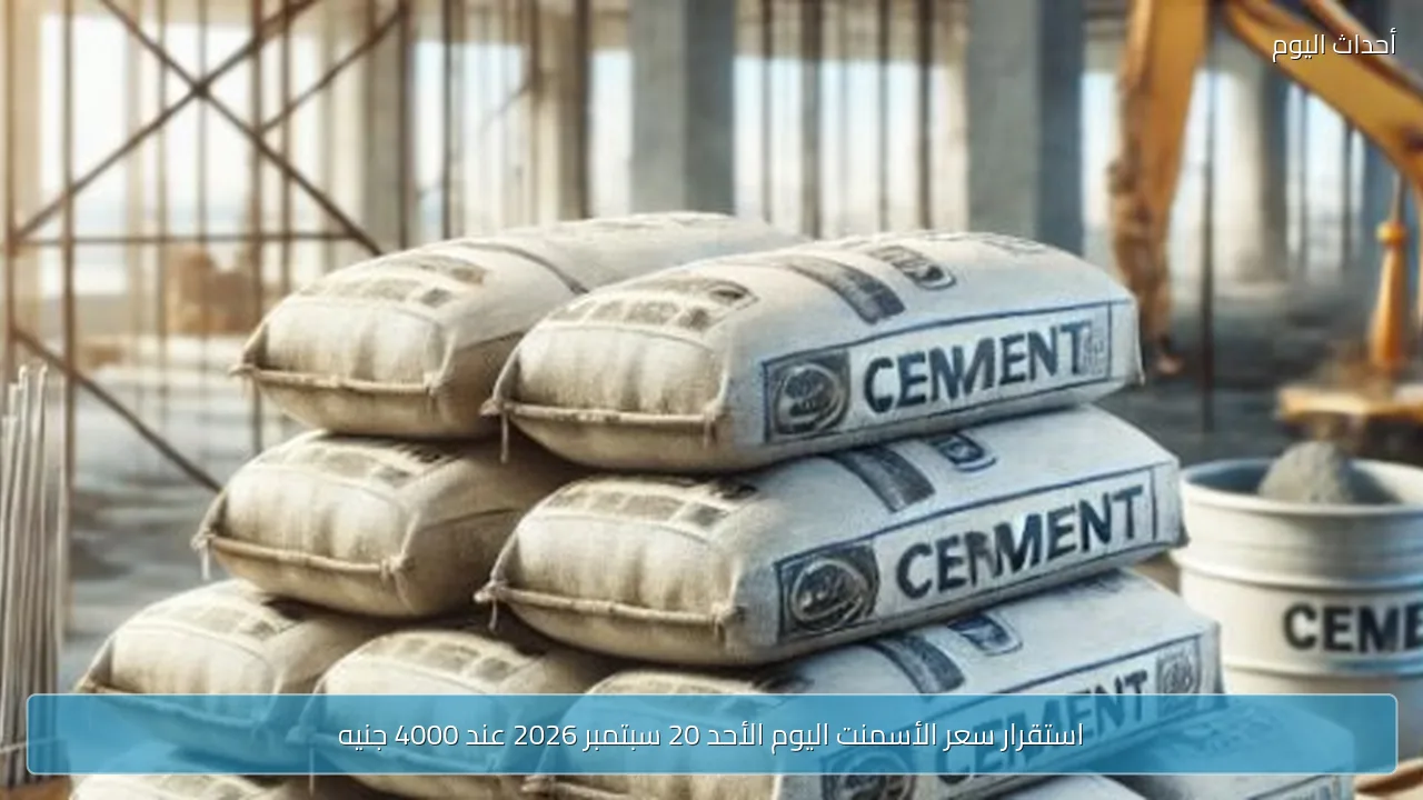 استقرار سعر الأسمنت اليوم الأحد 20 سبتمبر 2026 عند 4000 جنيه