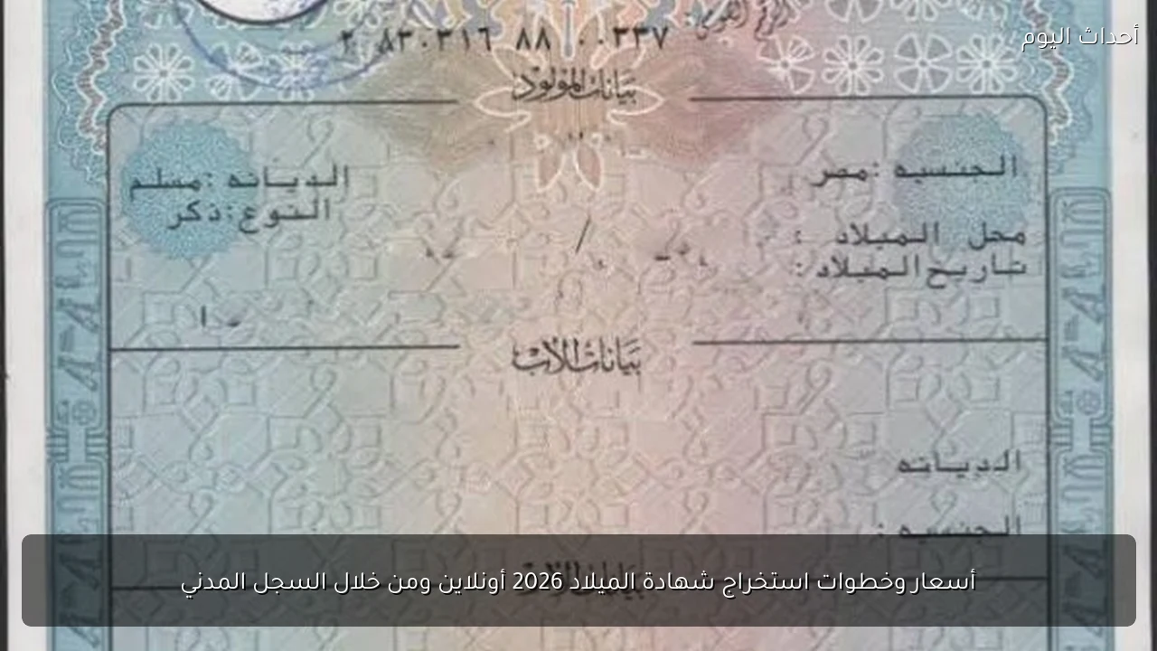 أسعار وخطوات استخراج شهادة الميلاد 2026 أونلاين ومن خلال السجل المدني