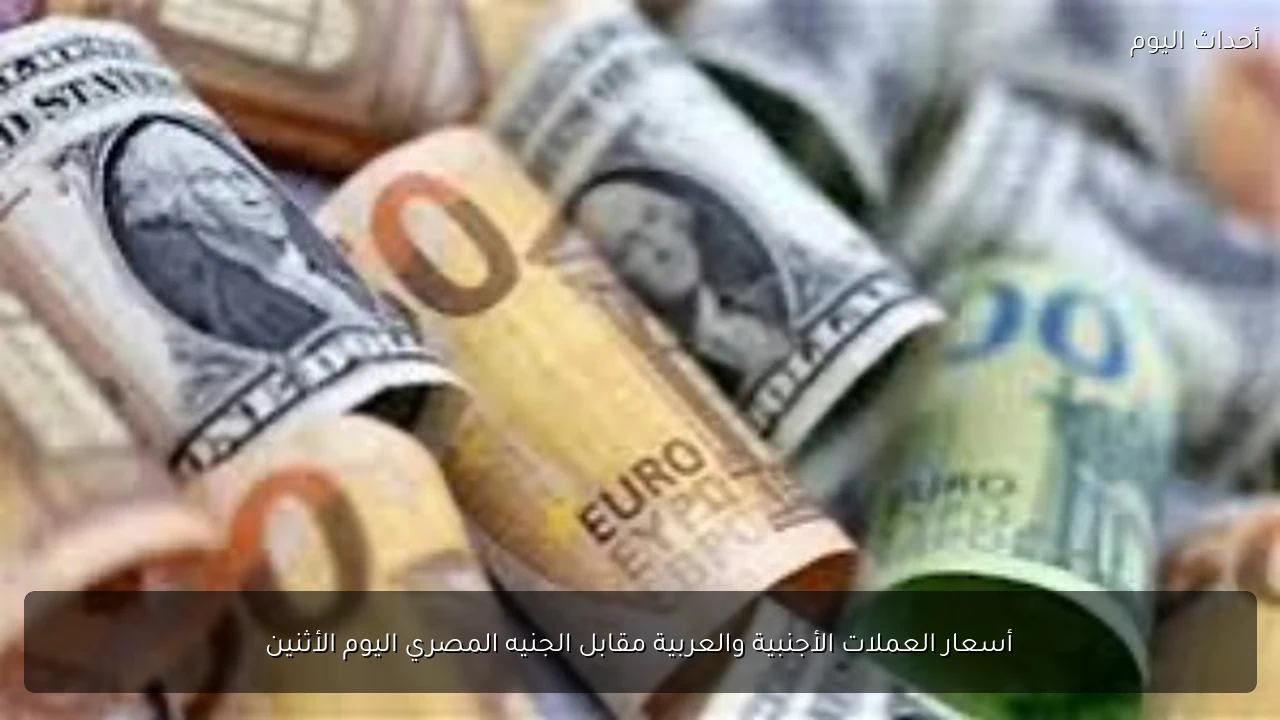 أسعار العملات الأجنبية والعربية مقابل الجنيه المصري اليوم الأثنين