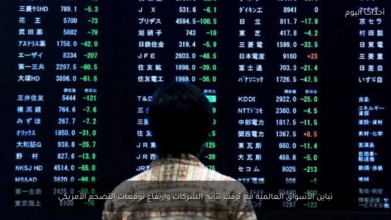تباين الأسواق العالمية مع ترقب نتائج الشركات وارتفاع توقعات التضخم الأمريكي