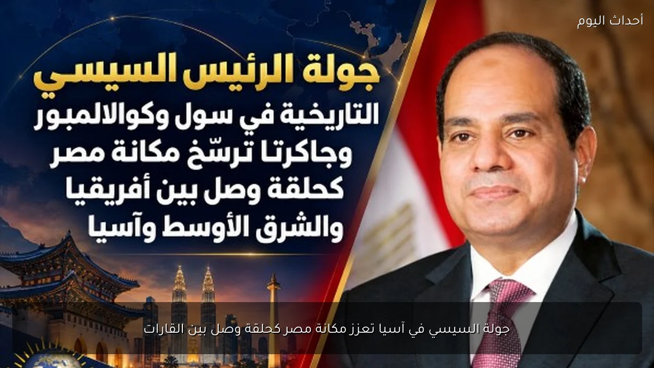 جولة السيسي في آسيا تعزز مكانة مصر كحلقة وصل بين القارات