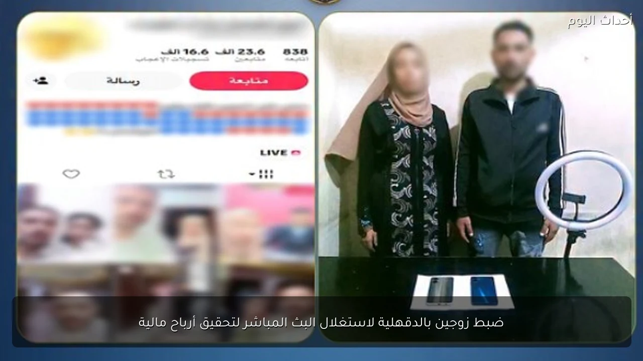 ضبط زوجين بالدقهلية لاستغلال البث المباشر لتحقيق أرباح مالية