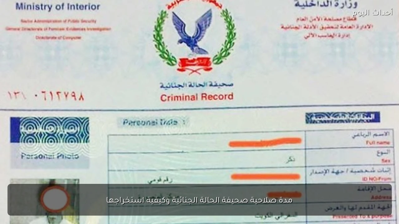 مدة صلاحية صحيفة الحالة الجنائية وكيفية استخراجها
