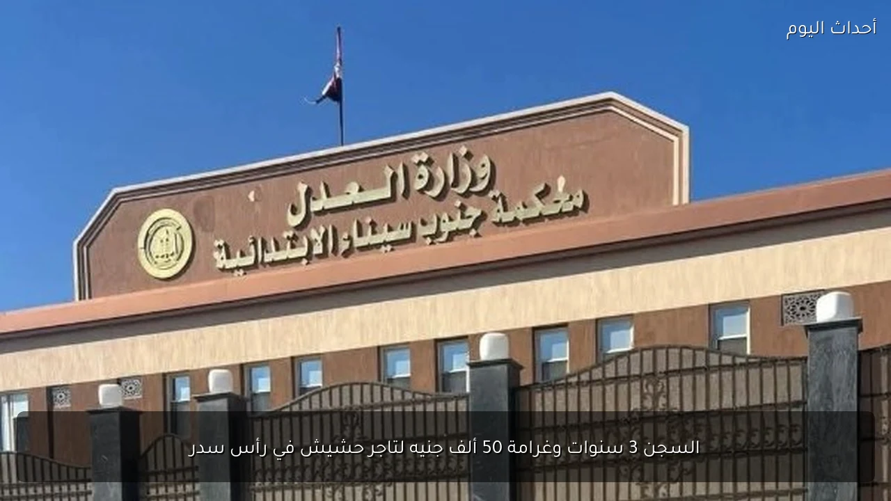 السجن 3 سنوات وغرامة 50 ألف جنيه لتاجر حشيش في رأس سدر