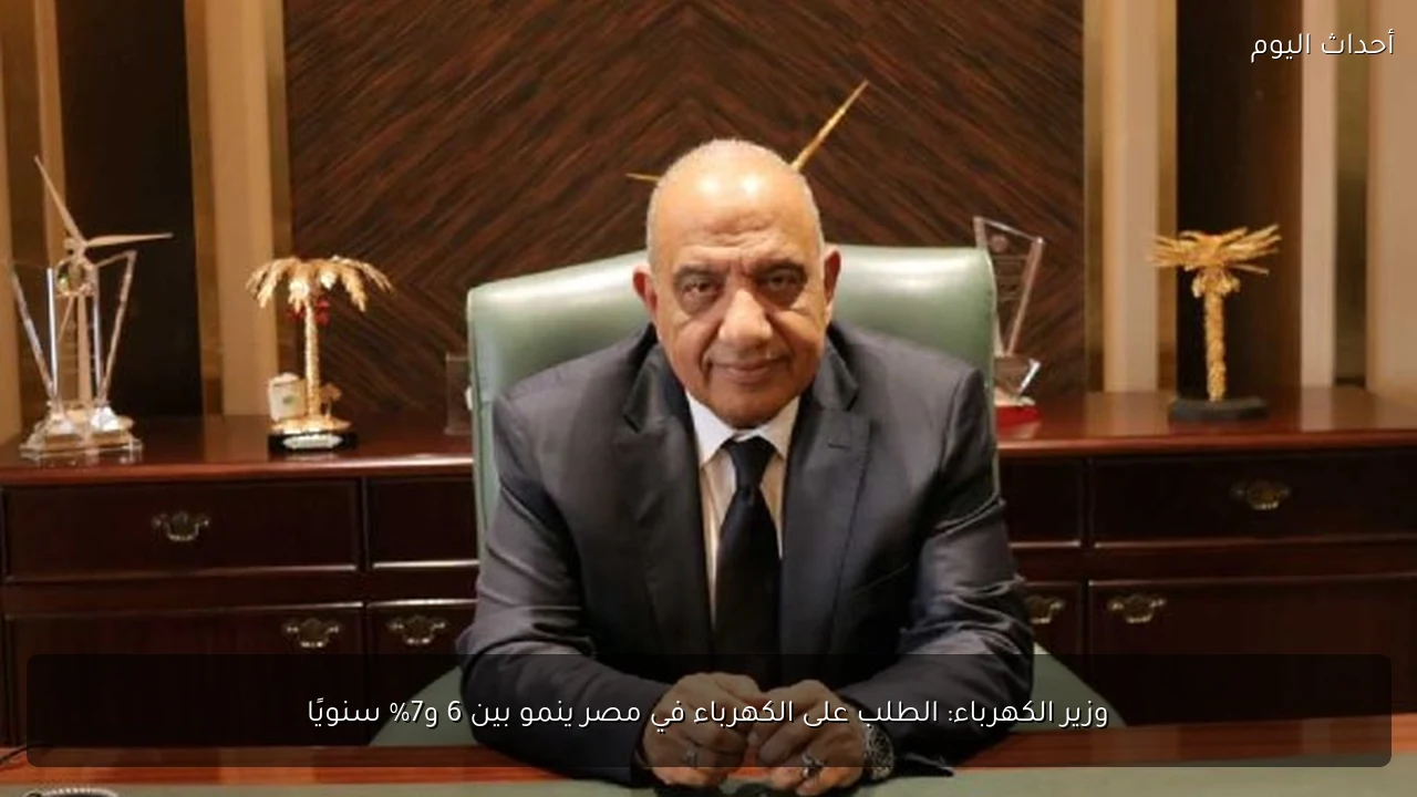 وزير الكهرباء: الطلب على الكهرباء في مصر ينمو بين 6 و7% سنويًا