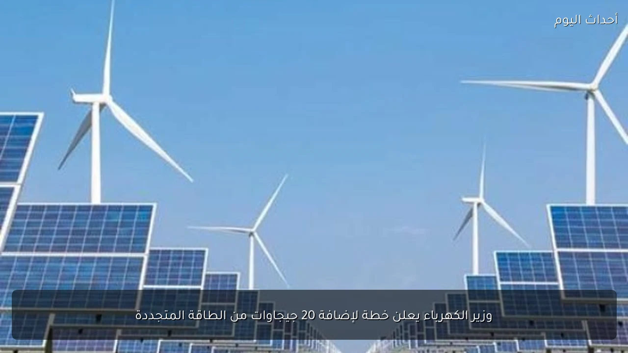 وزير الكهرباء يعلن خطة لإضافة 20 جيجاوات من الطاقة المتجددة