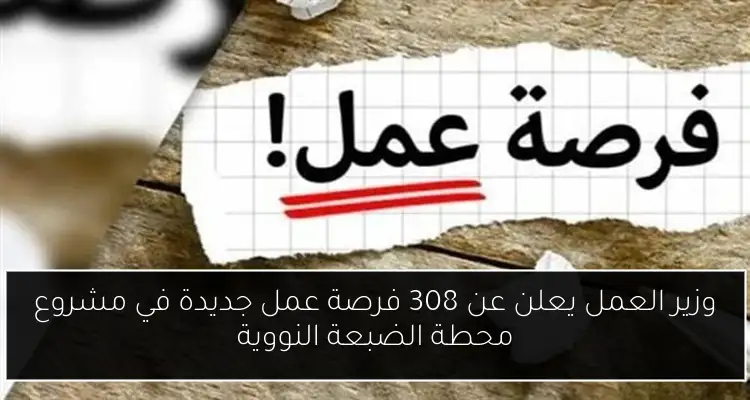 وزير العمل يعلن عن 308 فرصة عمل جديدة في مشروع محطة الضبعة النووية