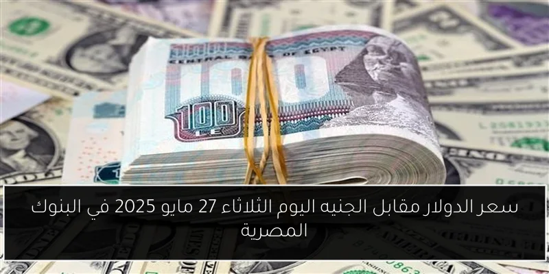 سعر الدولار مقابل الجنيه اليوم الثلاثاء 27 مايو 2025 في البنوك المصرية