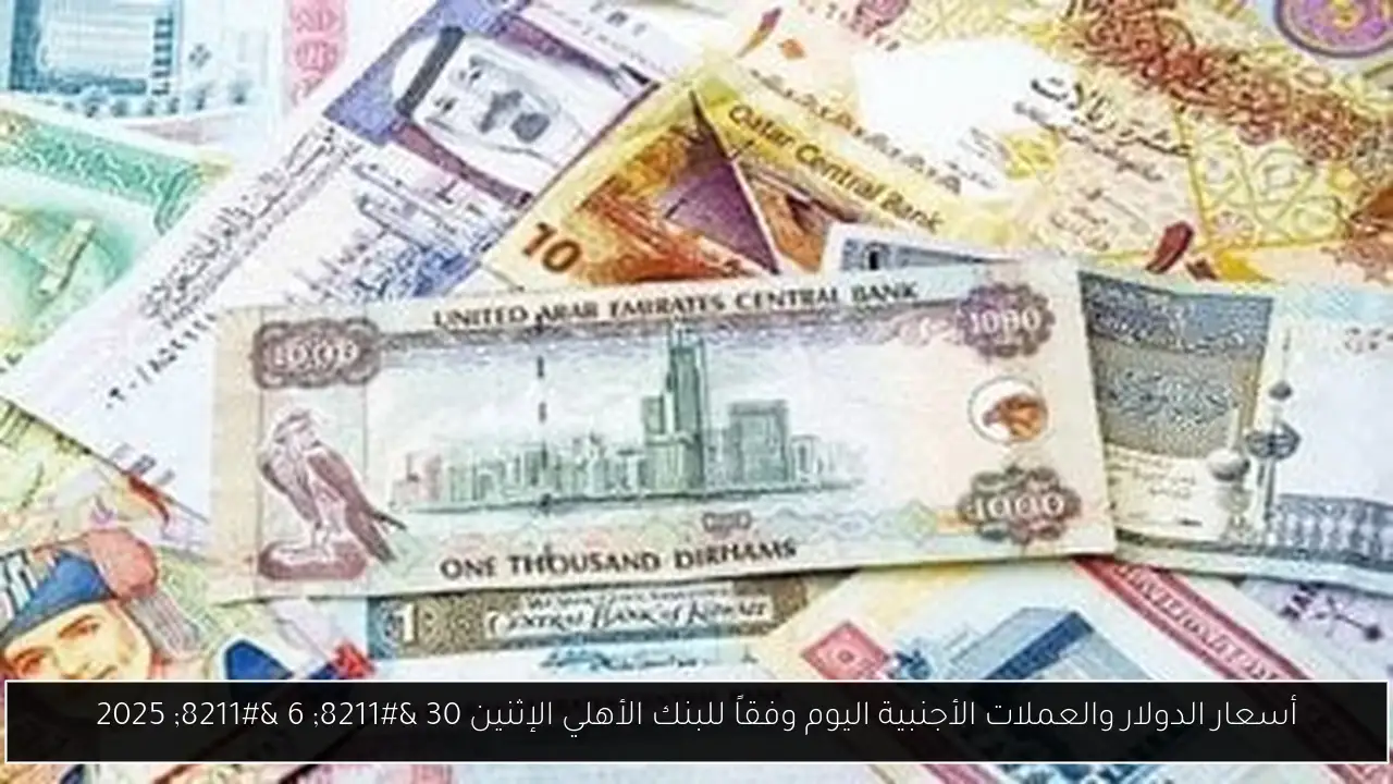 أسعار الدولار والعملات الأجنبية اليوم وفقاً للبنك الأهلي الإثنين 30 – 6 – 2025