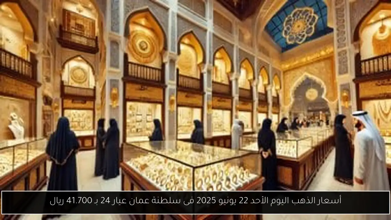 أسعار الذهب اليوم الأحد 22 يونيو 2025 فى سلطنة عمان عيار 24 بـ 41.700 ريال
