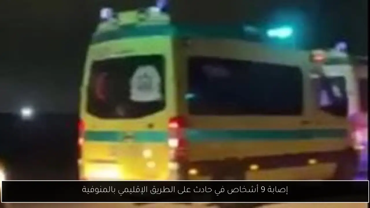 إصابة 9 أشخاص في حادث على الطريق الإقليمي بالمنوفية