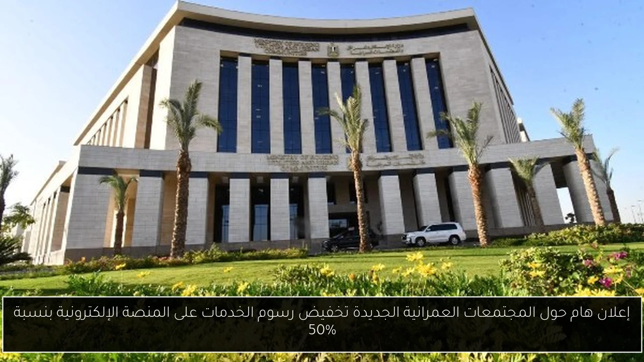 إعلان هام حول المجتمعات العمرانية الجديدة تخفيض رسوم الخدمات على المنصة الإلكترونية بنسبة 50%
