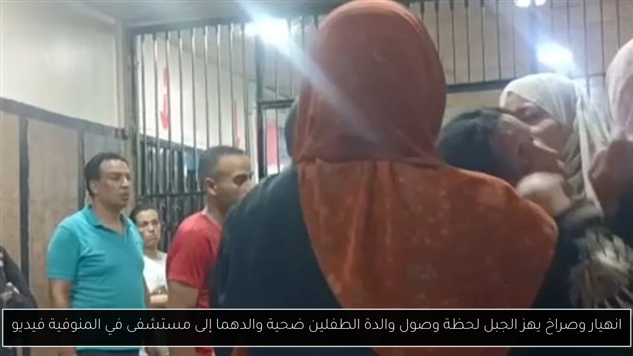 انهيار وصراخ يهز الجبل لحظة وصول والدة الطفلين ضحية والدهما إلى مستشفى في المنوفية فيديو