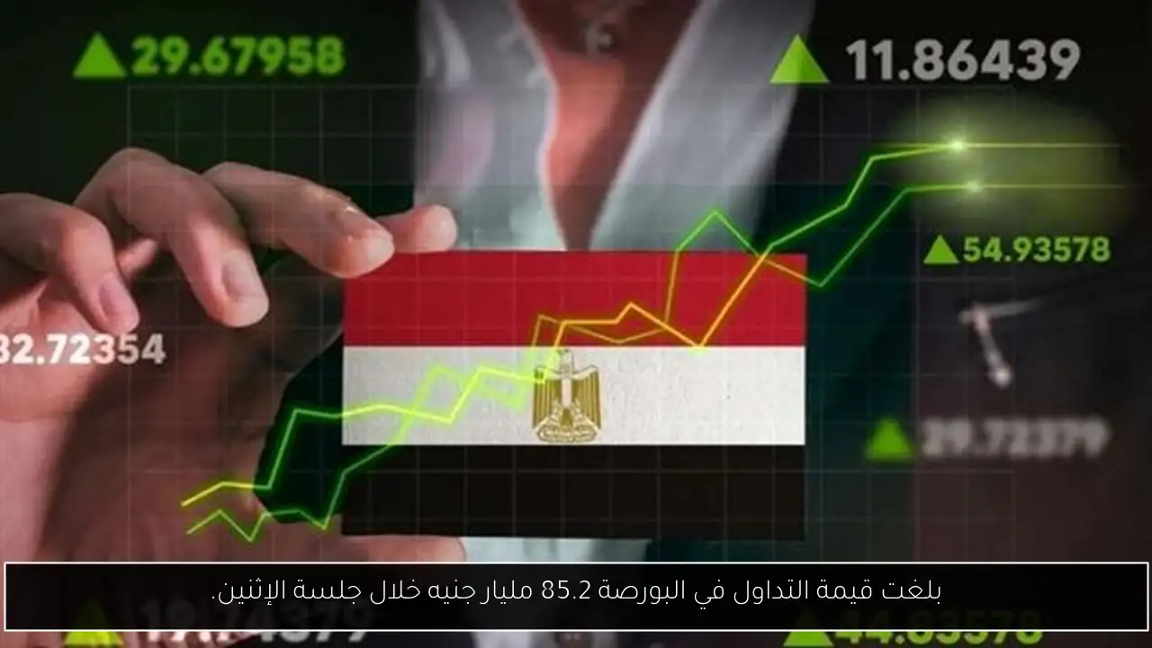 بلغت قيمة التداول في البورصة 85.2 مليار جنيه خلال جلسة الإثنين.