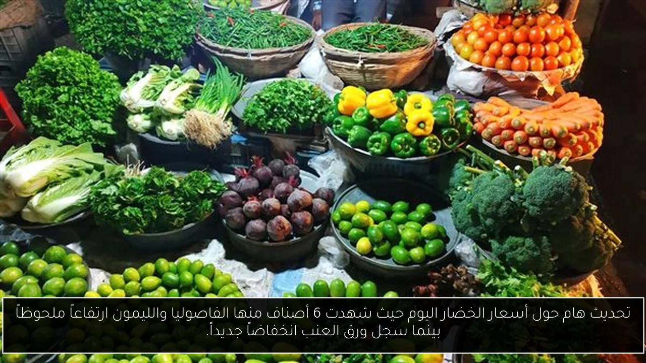 تحديث هام حول أسعار الخضار اليوم حيث شهدت 6 أصناف منها الفاصوليا والليمون ارتفاعاً ملحوظاً بينما سجل ورق العنب انخفاضاً جديداً.
