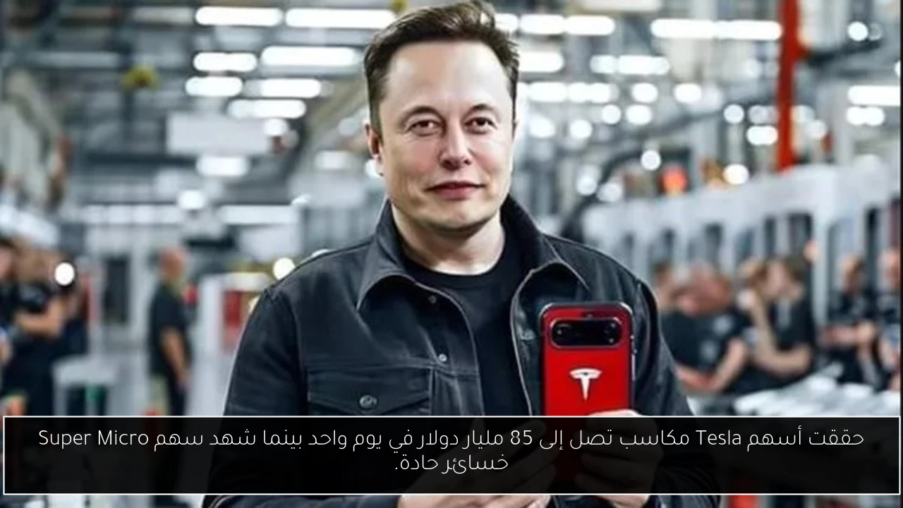 حققت أسهم Tesla مكاسب تصل إلى 85 مليار دولار في يوم واحد بينما شهد سهم Super Micro خسائر حادة.