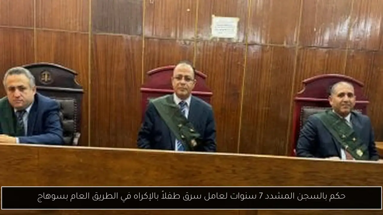حكم بالسجن المشدد 7 سنوات لعامل سرق طفلاً بالإكراه في الطريق العام بسوهاج