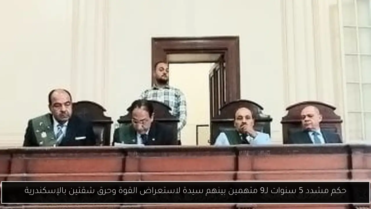 حكم مشدد 5 سنوات لـ9 متهمين بينهم سيدة لاستعراض القوة وحرق شقتين بالإسكندرية