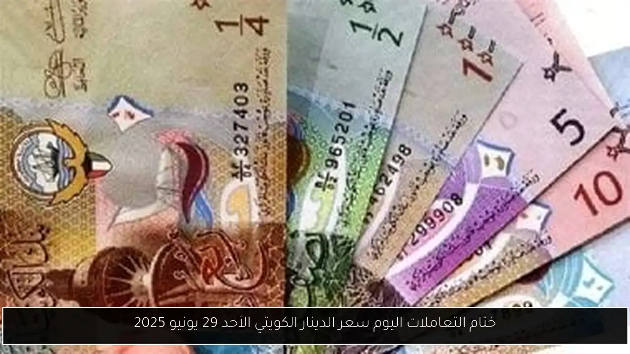 ختام التعاملات اليوم سعر الدينار الكويتي الأحد 29 يونيو 2025