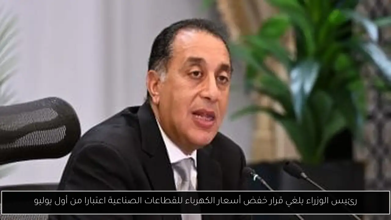 رئيس الوزراء يلغي قرار خفض أسعار الكهرباء للقطاعات الصناعية اعتبارا من أول يوليو