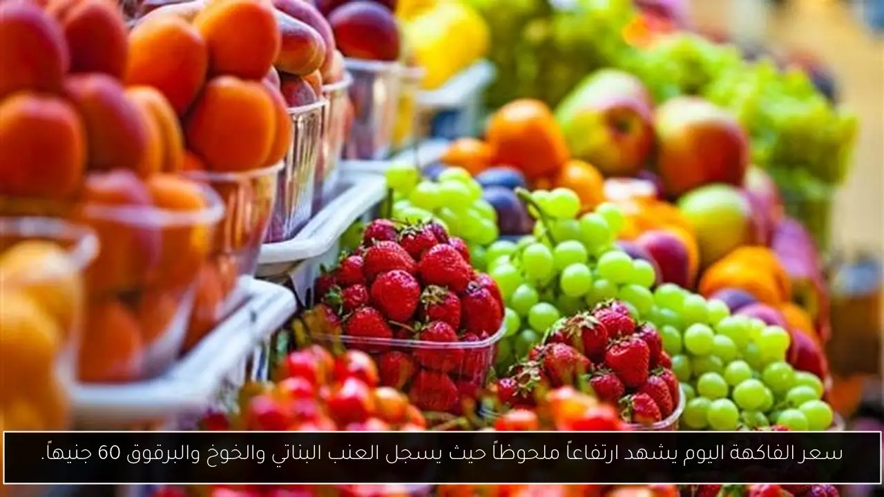 سعر الفاكهة اليوم يشهد ارتفاعاً ملحوظاً حيث يسجل العنب البناتي والخوخ والبرقوق 60 جنيهاً.
