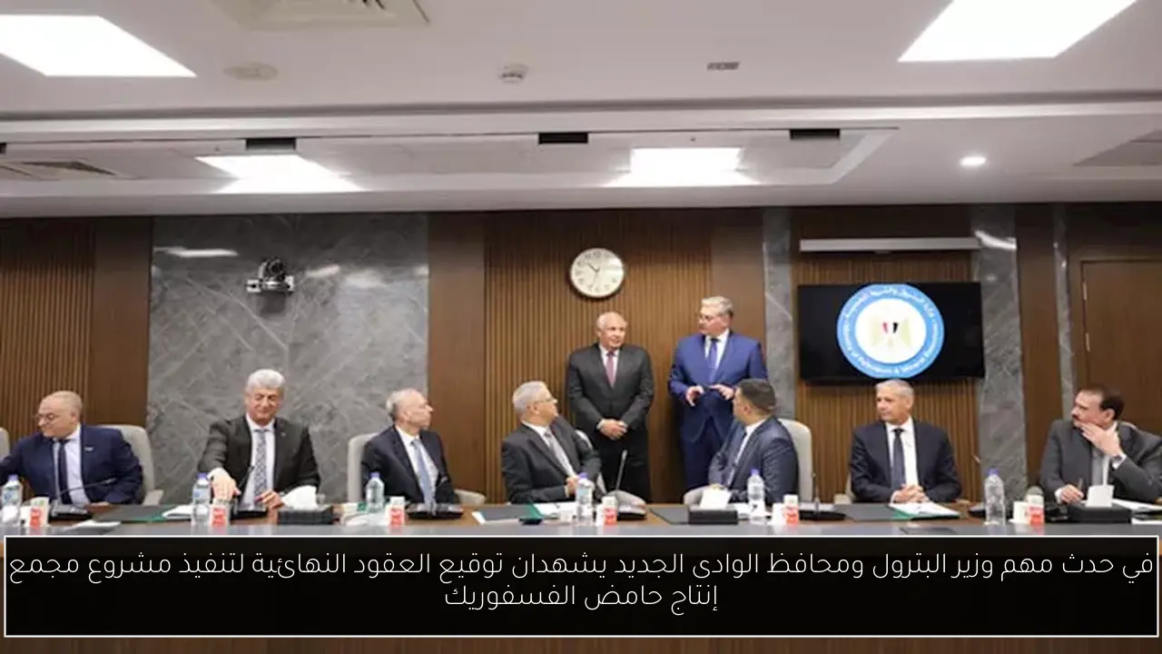 في حدث مهم وزير البترول ومحافظ الوادى الجديد يشهدان توقيع العقود النهائية لتنفيذ مشروع مجمع إنتاج حامض الفسفوريك