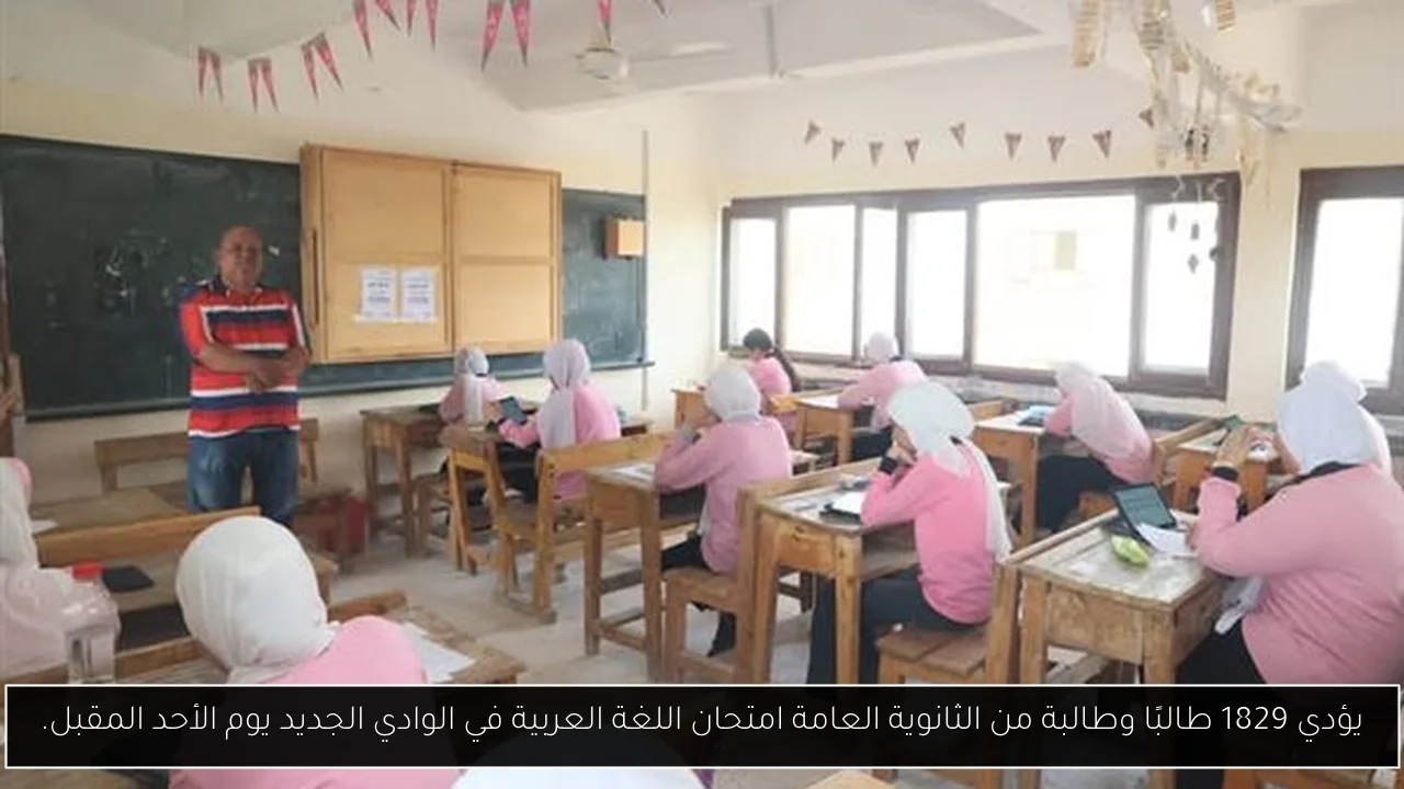يؤدي 1829 طالبًا وطالبة من الثانوية العامة امتحان اللغة العربية في الوادي الجديد يوم الأحد المقبل.