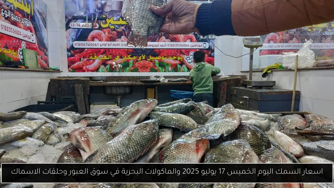 اسعار السمك اليوم الخميس 17 يوليو 2025 والماكولات البحرية في سوق العبور وحلقات الاسماك