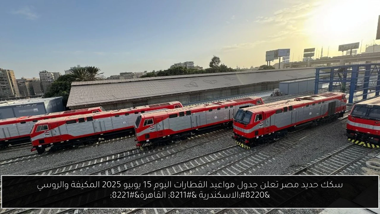 سكك حديد مصر تعلن جدول مواعيد القطارات اليوم 15 يوبيو 2025 المكيفة والروسي “الاسكندرية – القاهرة”