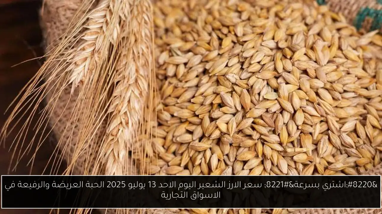 “اشتري بسرعة” سعر الارز الشعير اليوم الاحد 13 يوليو 2025 الحبة العريضة والرفيعة في الاسواق التجارية