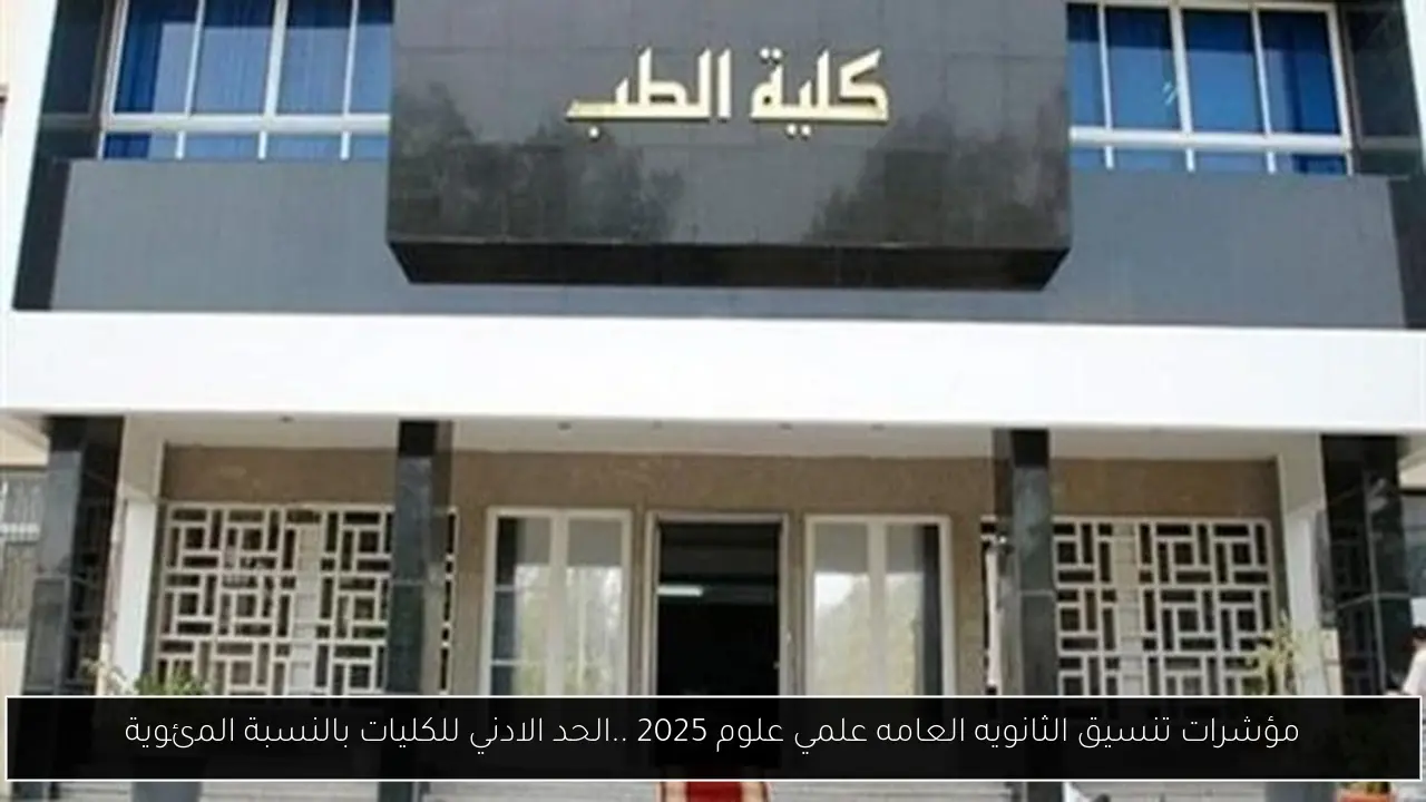 مؤشرات تنسيق الثانويه العامه علمي علوم 2025 ..الحد الادني للكليات بالنسبة المئوية