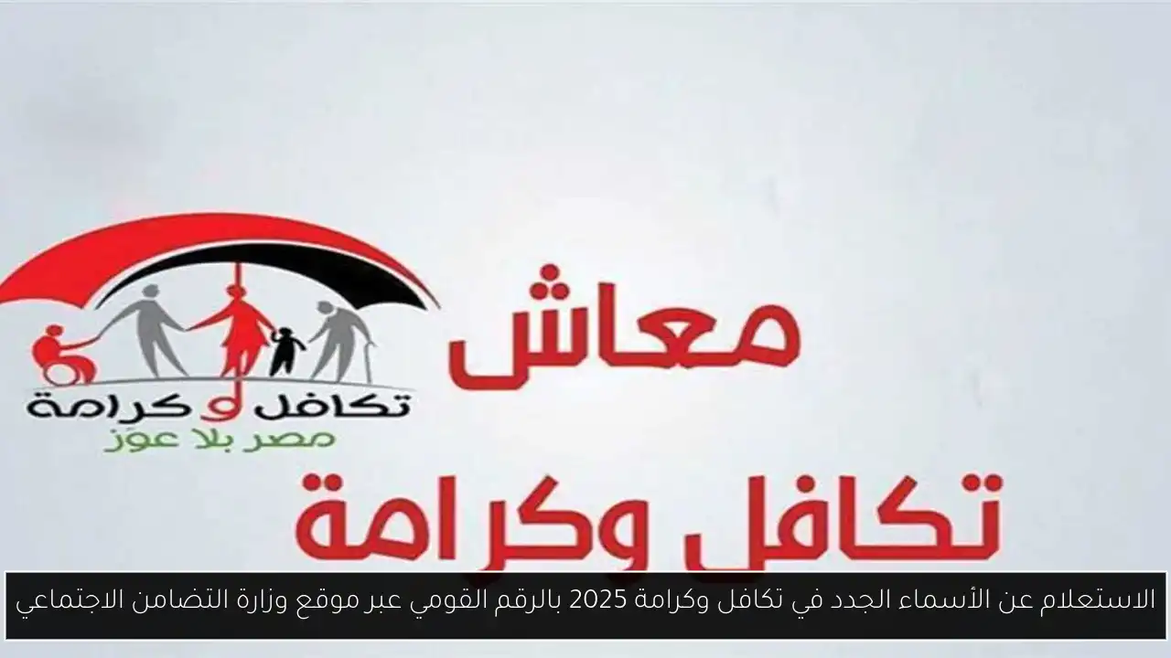 الاستعلام عن الأسماء الجدد في تكافل وكرامة 2025 بالرقم القومي عبر موقع وزارة التضامن الاجتماعي