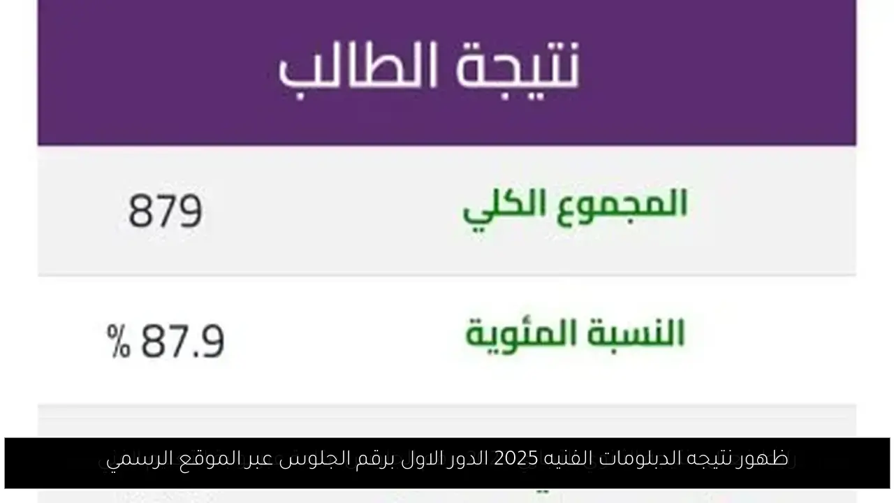 ظهور نتيجه الدبلومات الفنيه 2025 الدور الاول برقم الجلوس عبر الموقع الرسمي