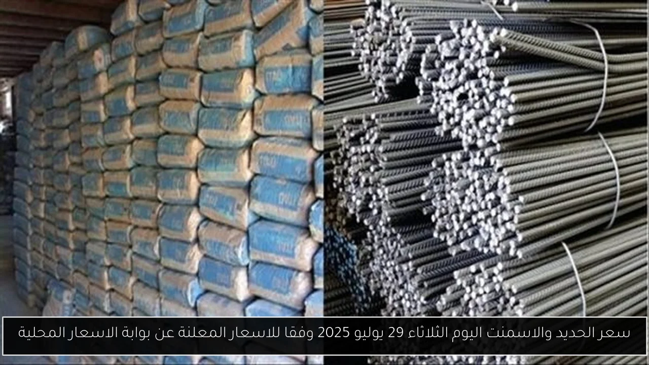 سعر الحديد والاسمنت اليوم الثلاثاء 29 يوليو 2025 وفقا للاسعار المعلنة عن بوابة الاسعار المحلية