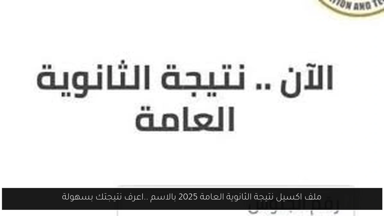 هنا.. ملف اكسيل نتيجة الثانوية العامة 2025 بالاسم ..اعرف نتيجتك بسهولة