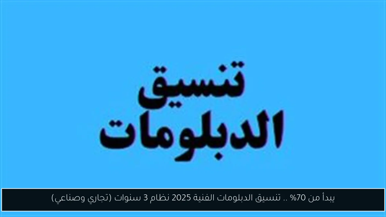 يبدأ من 70% .. تنسيق الدبلومات الفنية 2025 نظام 3 سنوات (تجاري وصناعي)