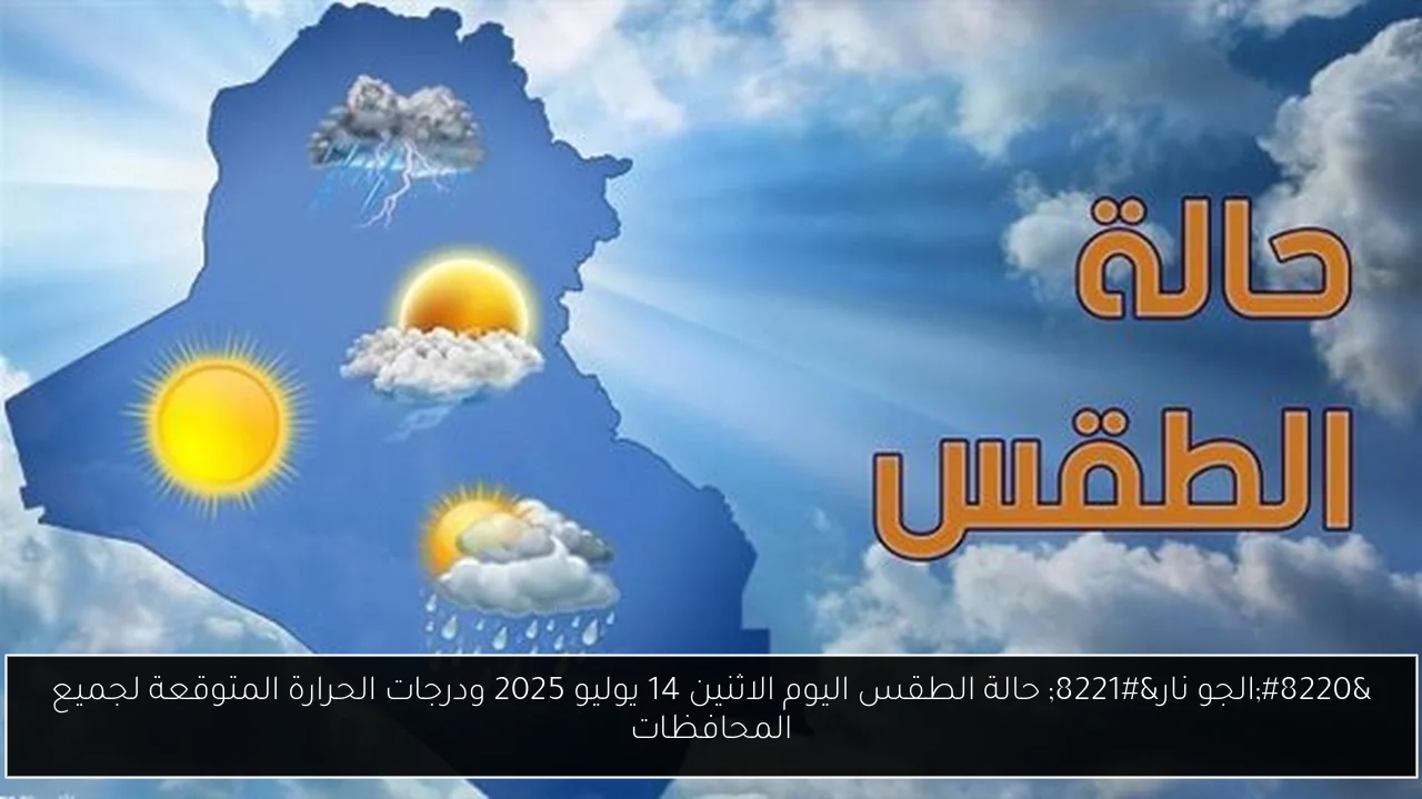 “الجو نار” حالة الطقس اليوم الاثنين 14 يوليو 2025 ودرجات الحرارة المتوقعة لجميع المحافظات