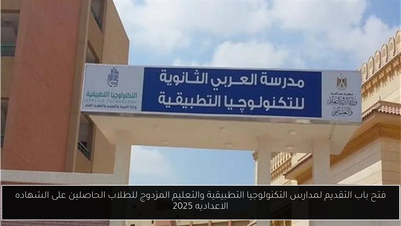 فتح باب التقديم لمدارس التكنولوجيا التطبيقية والتعليم المزدوج للطلاب الحاصلين على الشهاده الاعداديه 2025