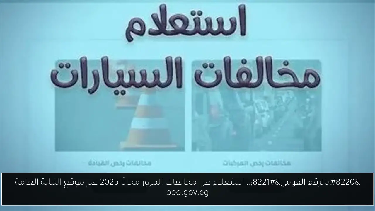“بالرقم القومي”.. استعلام عن مخالفات المرور مجانًا 2025 عبر موقع النيابة العامة ppo.gov.eg