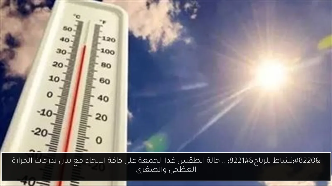 “نشاط للرياح” .. حالة الطقس غدا الجمعة على كافة الانحاء مع بيان بدرجات الحرارة العظمى والصغرى