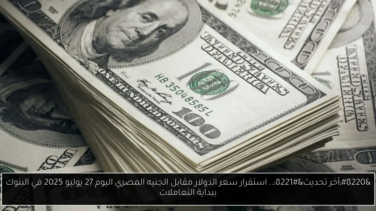 “آخر تحديث”.. استقرار سعر الدولار مقابل الجنيه المصري اليوم 27 يوليو 2025 في البنوك ببداية التعاملات