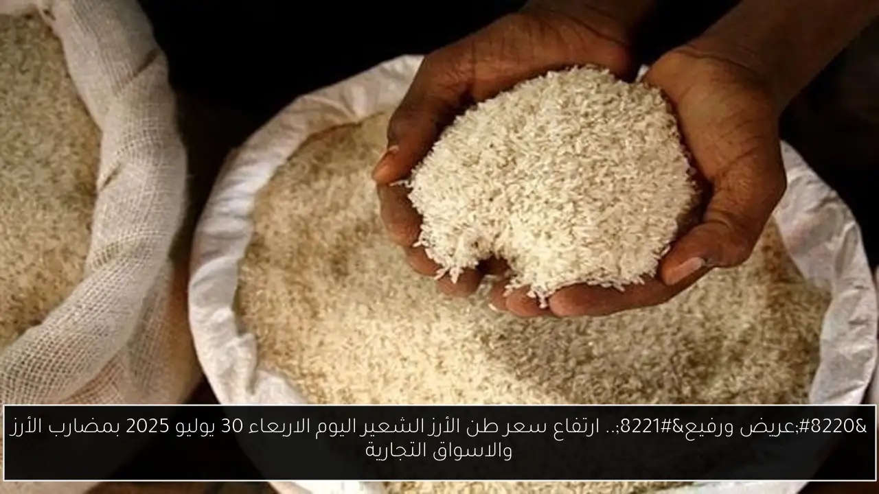 “عريض ورفيع”.. ارتفاع سعر طن الأرز الشعير اليوم الاربعاء 30 يوليو 2025 بمضارب الأرز والاسواق التجارية