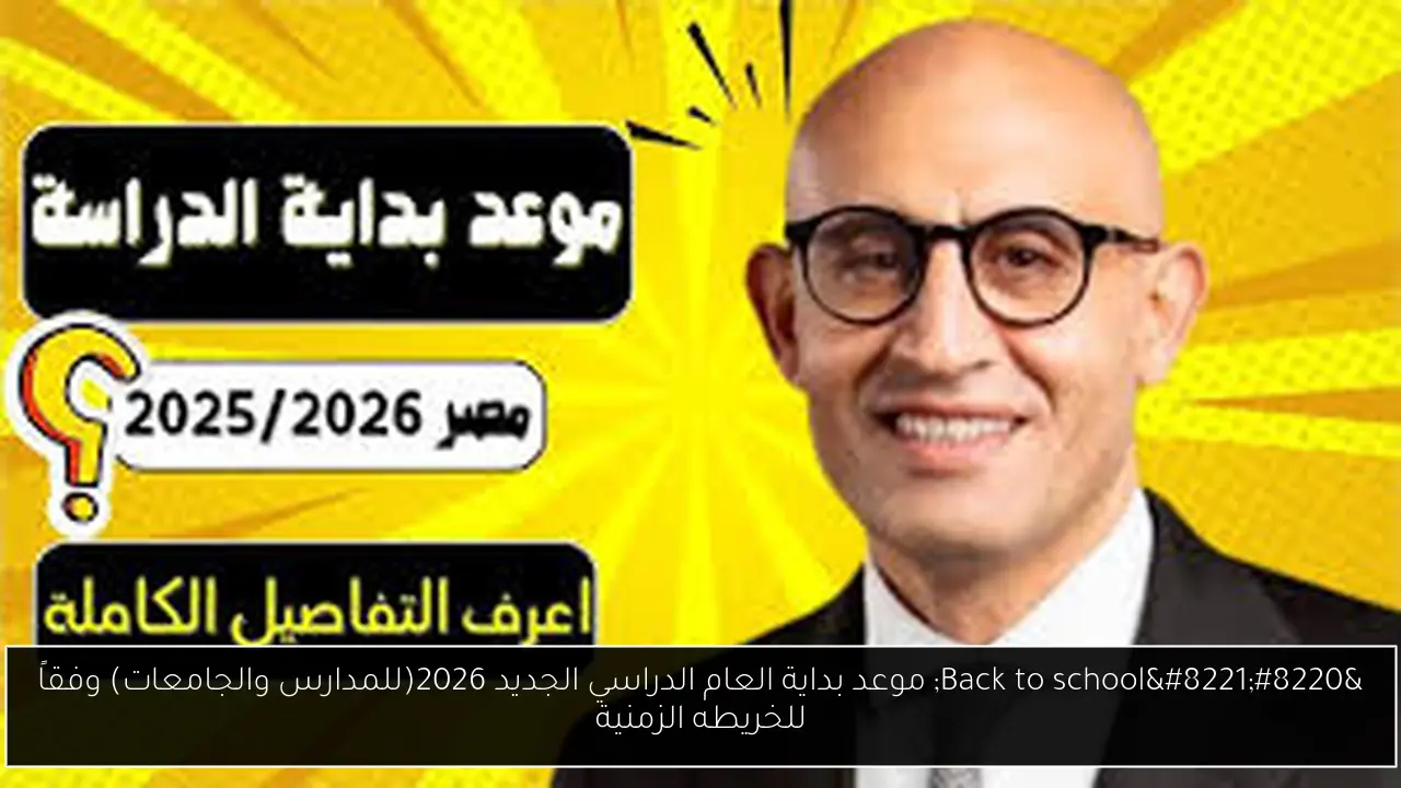 “Back to school” موعد بداية العام الدراسي الجديد 2026(للمدارس والجامعات) وفقاً للخريطه الزمنية