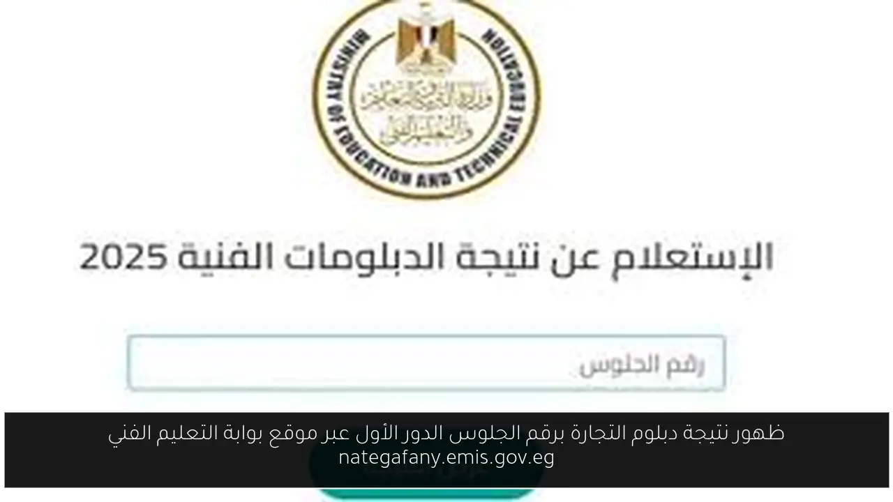 ظهور نتيجة دبلوم التجارة برقم الجلوس الدور الأول عبر موقع بوابة التعليم الفني nategafany.emis.gov.eg